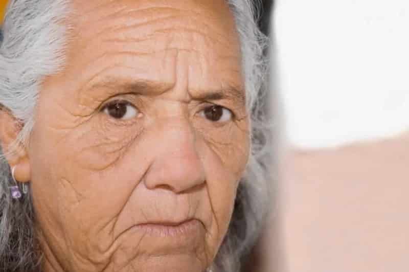 agitated elderly woman