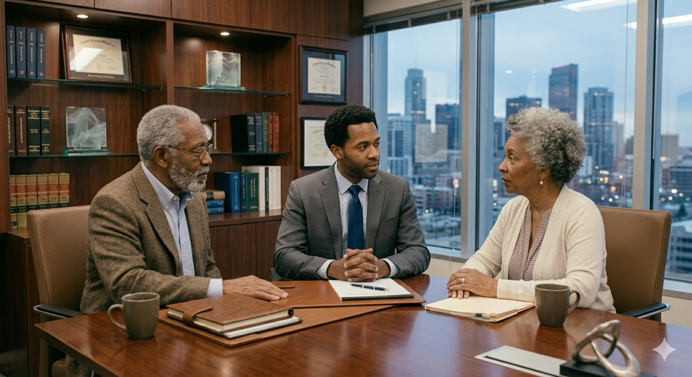 elderly meeting with attorney